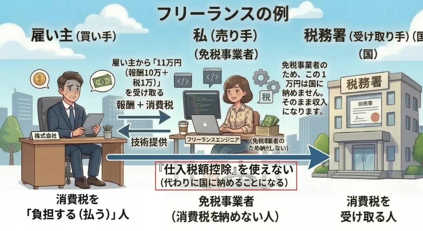 インボイス制度導入後 フリーランス 免税事業者の例