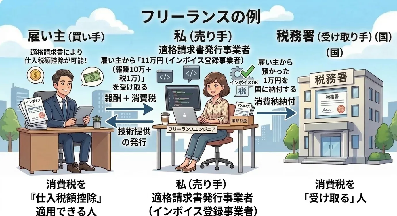 インボイス制度導入後 フリーランス 適格請求書発行事業者の例